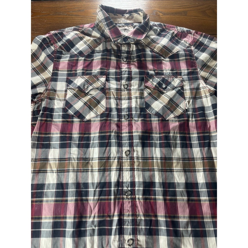 Vans Off The Wall Western Plaid Pearl Snap Button Down Men's M